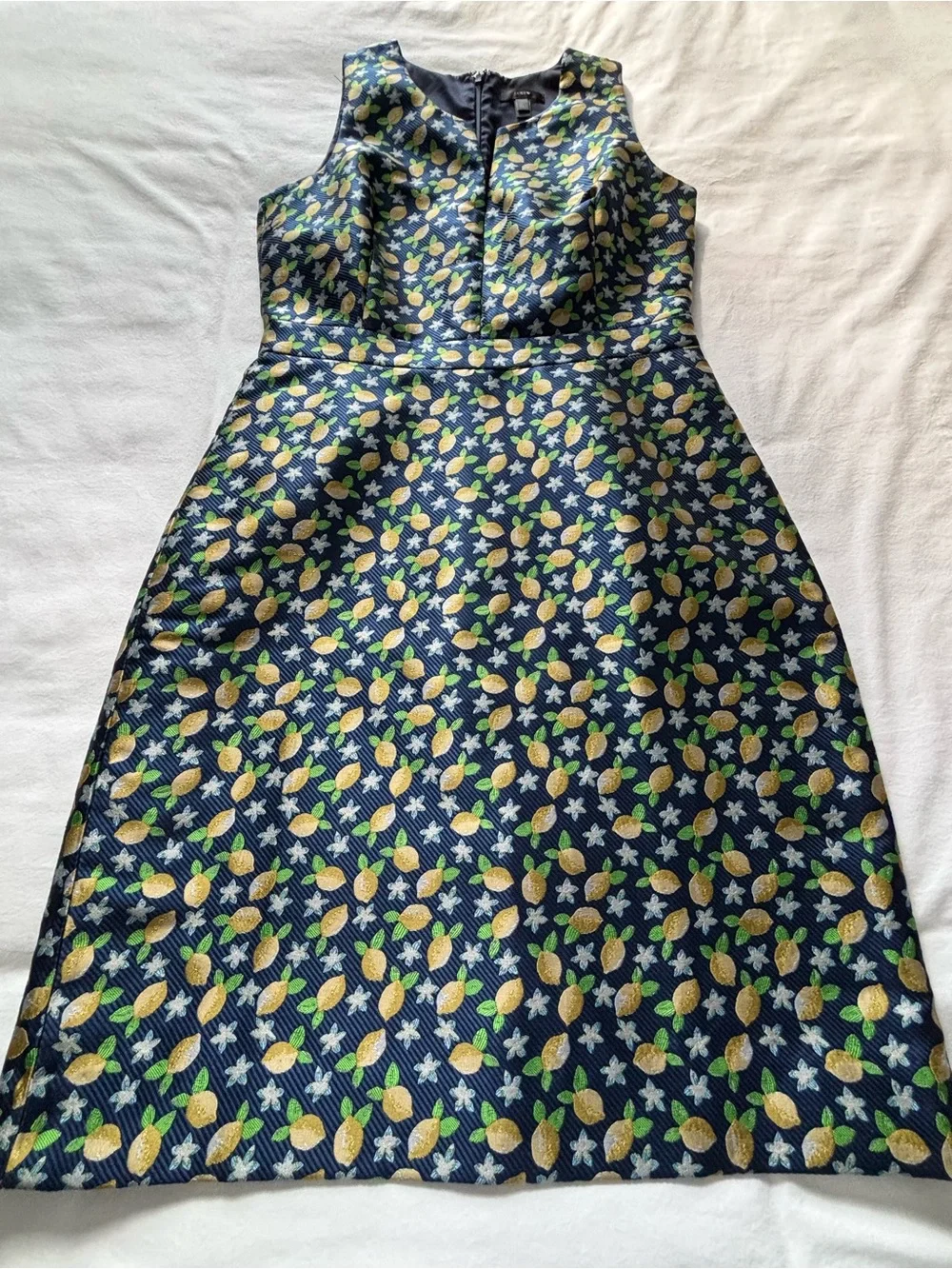 NWOT! RARE! J.Crew V-Neck Lemon Jacquard Print Dress